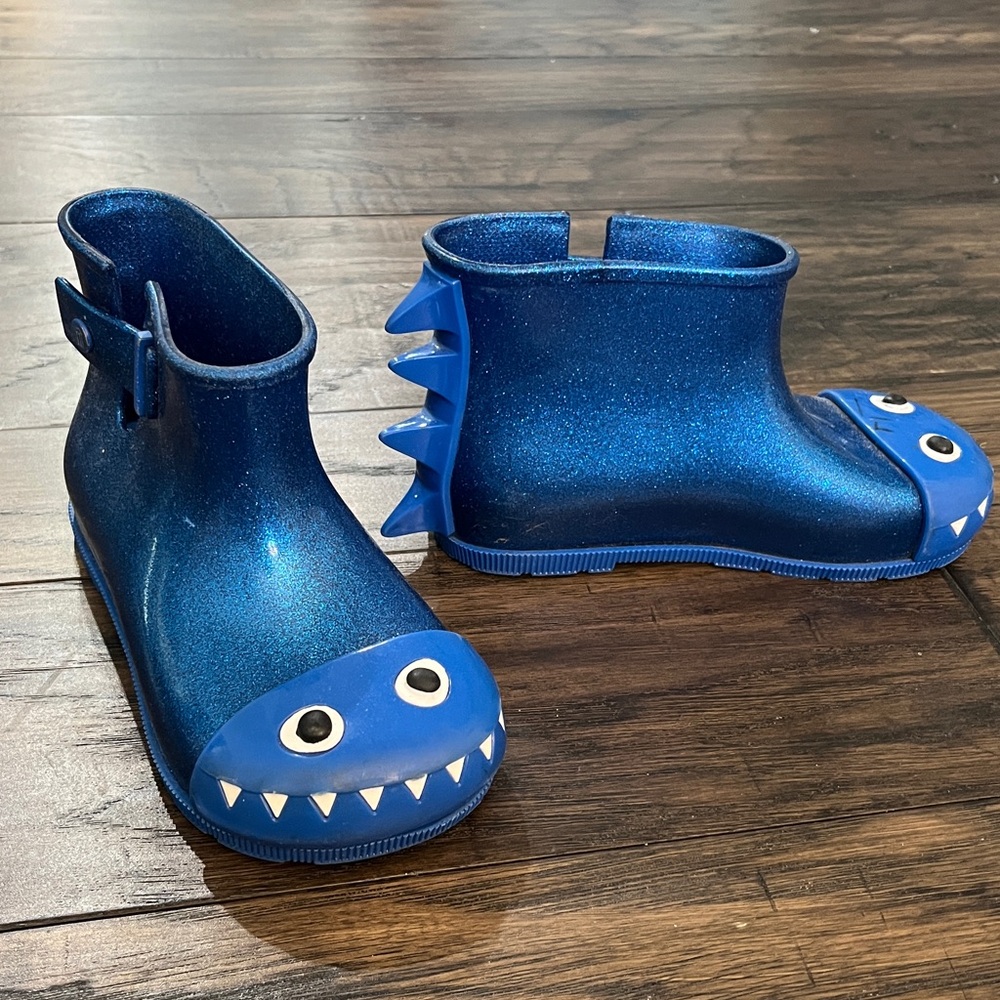 Mini Melissa Blue Glitter Monster Rainboots